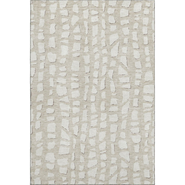 HomeRoots 8' X 10' Beige And Ivory Cobblestone Area Rug - Washable, UV Protected, Stain Resistant, Durable Style 663339