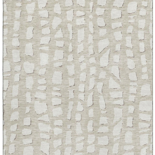 HomeRoots 8' X 10' Beige And Ivory Cobblestone Area Rug - Washable, UV Protected, Stain Resistant, Durable Style 663339
