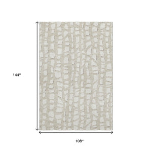 HomeRoots 9' X 12' Washable Beige and Ivory Cobblestone Area Rug with UV Protection for High-Traffic Areas 663340