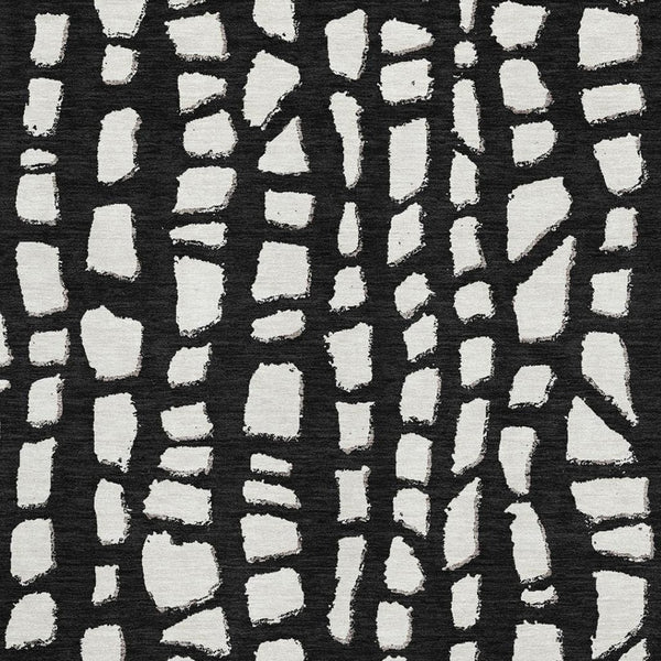 HomeRoots 5' X 8' Black and Ivory Cobblestone Area Rug - Durable, Washable, UV-Protected for Everyday Use! 663343