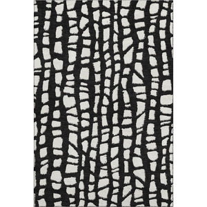 HomeRoots 8' X 10' Cobblestone Washable Area Rug - Black & Ivory, UV Protected, Stain Resistant for Families 663345