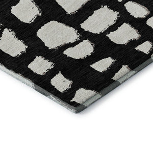HomeRoots 8' X 10' Cobblestone Washable Area Rug - Black & Ivory, UV Protected, Stain Resistant for Families 663345