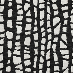 HomeRoots 8' X 10' Cobblestone Washable Area Rug - Black & Ivory, UV Protected, Stain Resistant for Families 663345