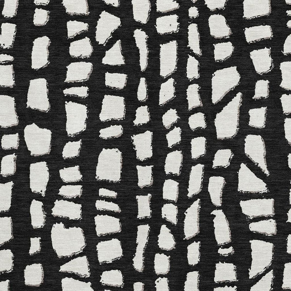 HomeRoots 8' X 10' Cobblestone Washable Area Rug - Black & Ivory, UV Protected, Stain Resistant for Families 663345