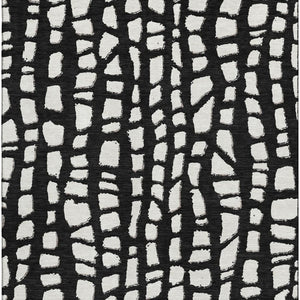HomeRoots 8' X 10' Cobblestone Washable Area Rug - Black & Ivory, UV Protected, Stain Resistant for Families 663345