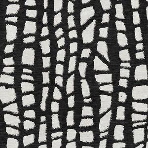 HomeRoots 9' x 12' Cobblestone Washable Area Rug - Black & Ivory with UV Protection for High-Traffic Spaces 663346