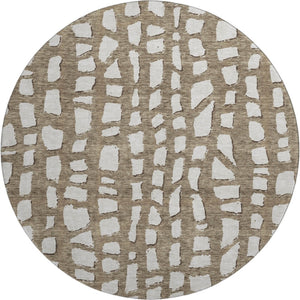 HomeRoots 8' Brown and Ivory Cobblestone Round Rug - Washable, Stain Resistant, UV Protected for Busy Homes 663350