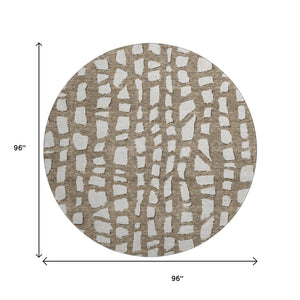 HomeRoots 8' Brown and Ivory Cobblestone Round Rug - Washable, Stain Resistant, UV Protected for Busy Homes 663350