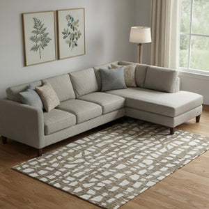HomeRoots 8' X 10' Cobblestone Washable Area Rug – Durable Brown & Ivory Design with UV Protection & Easy Care 663351