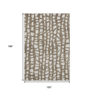 HomeRoots 10' X 14' Cobblestone Washable Area Rug in Brown & Ivory - UV Protected, Durable, Easy Care Design! 663353