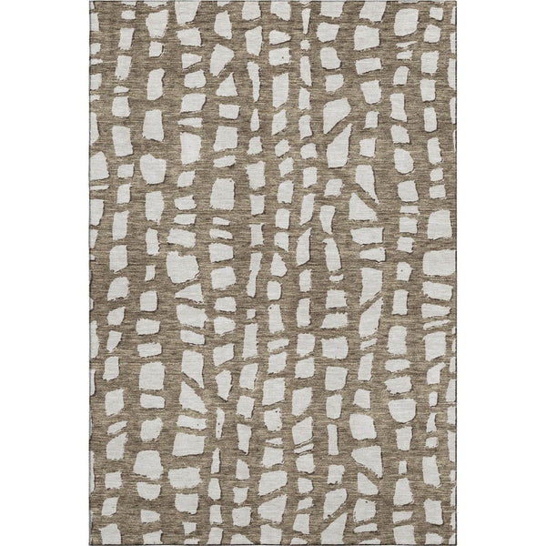 HomeRoots 10' X 14' Cobblestone Washable Area Rug in Brown & Ivory - UV Protected, Durable, Easy Care Design! 663353
