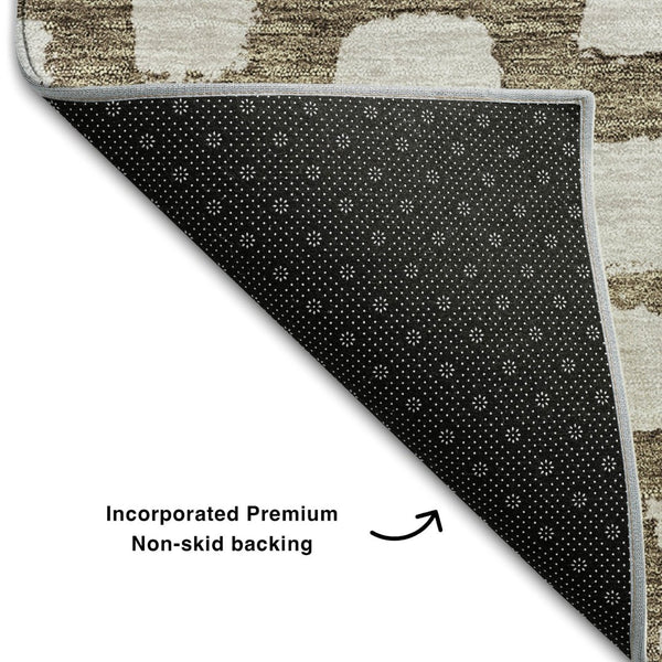 HomeRoots 10' X 14' Cobblestone Washable Area Rug in Brown & Ivory - UV Protected, Durable, Easy Care Design! 663353