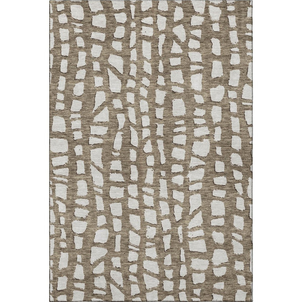 HomeRoots 10' X 14' Cobblestone Washable Area Rug in Brown & Ivory - UV Protected, Durable, Easy Care Design! 663353