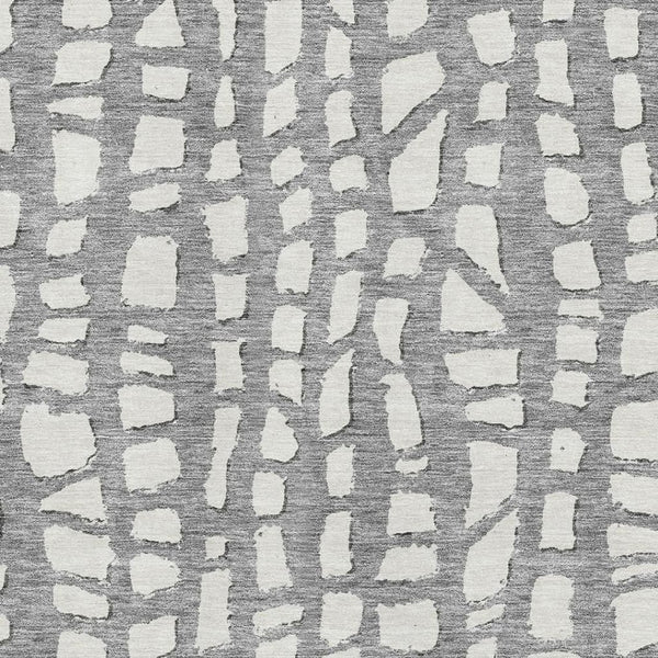 HomeRoots 5' Cobblestone Gray and Ivory Washable Area Rug - Durable, Stain-Resistant, UV Protected Design! 663355