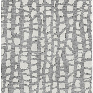 HomeRoots 5' Cobblestone Gray and Ivory Washable Area Rug - Durable, Stain-Resistant, UV Protected Design! 663355