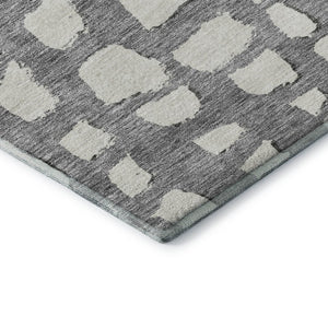 HomeRoots 8' X 10' Modern Gray and Ivory Cobblestone Washable Area Rug with Stain Resistance & UV Protection 663357