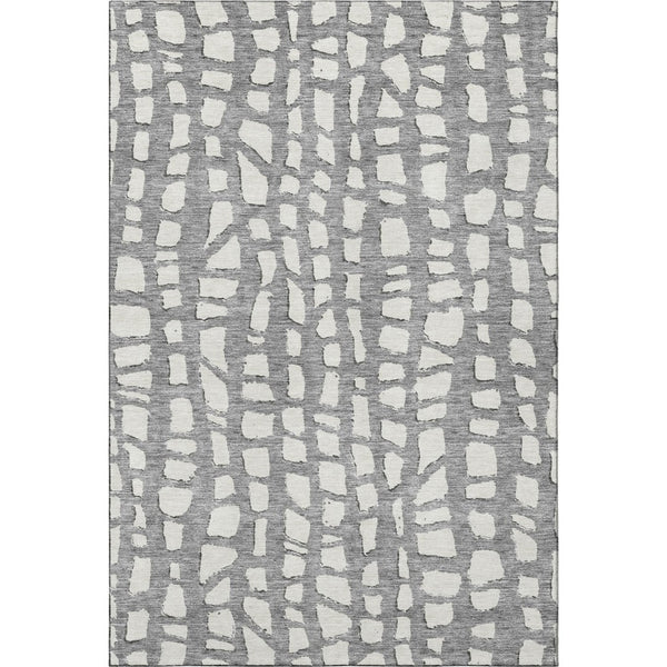 HomeRoots 8' X 10' Modern Gray and Ivory Cobblestone Washable Area Rug with Stain Resistance & UV Protection 663357