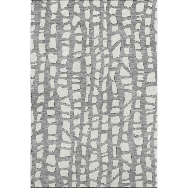 HomeRoots 9' X 12' Cobblestone Washable Area Rug - Gray & Ivory, UV Protected, Durable for Homes with Kids & Pets 663358