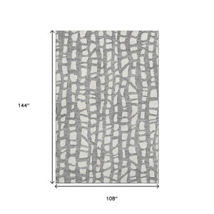 HomeRoots 9' X 12' Cobblestone Washable Area Rug - Gray & Ivory, UV Protected, Durable for Homes with Kids & Pets 663358