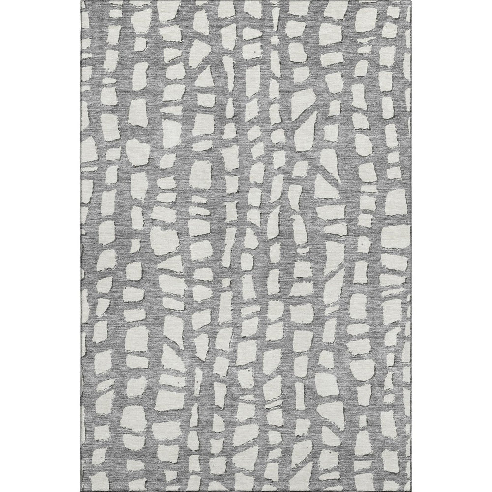 HomeRoots 10' X 14' Gray and Ivory Cobblestone Area Rug - Soft, Stain Resistant, UV Protected for Busy Homes 663359