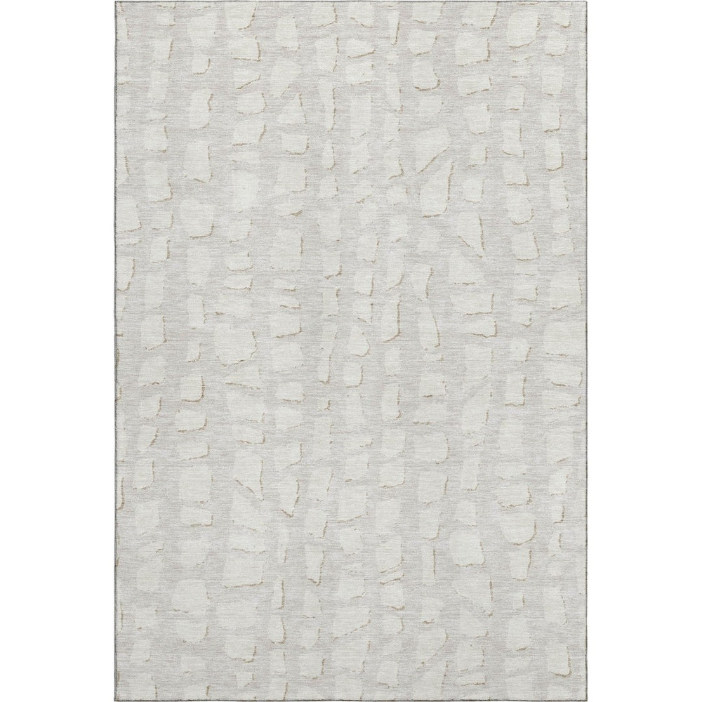 HomeRoots 5' X 8' Ivory & Beige Cobblestone Area Rug - Soft, Stain-Resistant, UV Protected for High-Traffic Spaces 663361