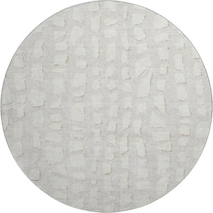 HomeRoots 8' Ivory and Beige Cobblestone Round Rug - Washable, UV-Protected, Stain-Resistant, Durable Design 663362