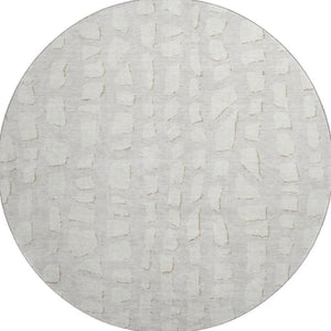 HomeRoots 8' Ivory and Beige Cobblestone Round Rug - Washable, UV-Protected, Stain-Resistant, Durable Design 663362