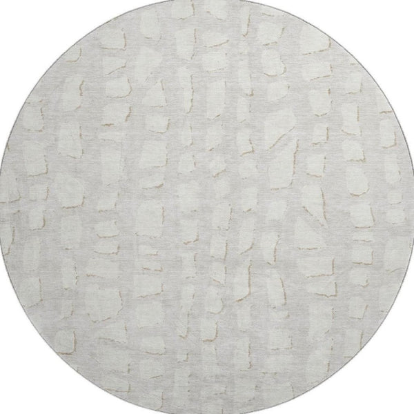 HomeRoots 8' Ivory and Beige Cobblestone Round Rug - Washable, UV-Protected, Stain-Resistant, Durable Design 663362