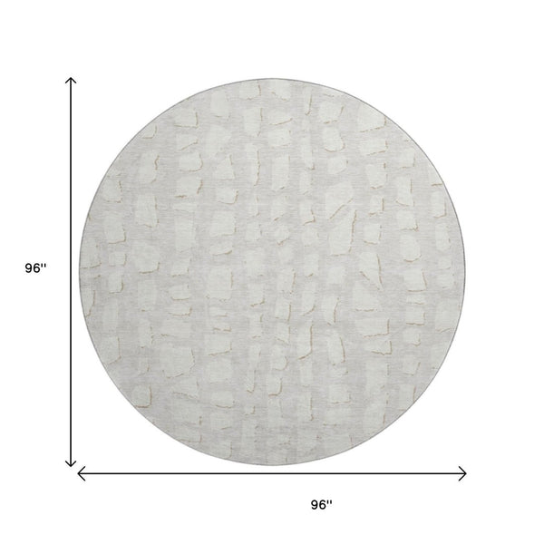 HomeRoots 8' Ivory and Beige Cobblestone Round Rug - Washable, UV-Protected, Stain-Resistant, Durable Design 663362