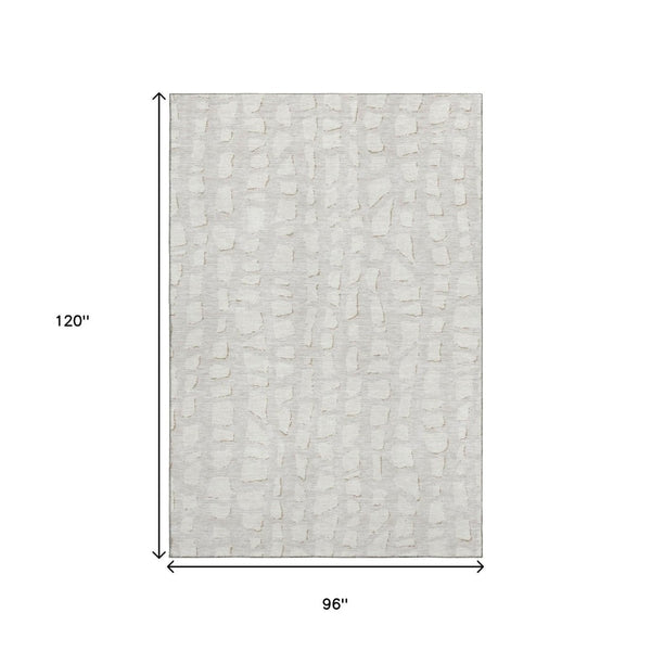 HomeRoots 8' X 10' Ivory and Beige Cobblestone Area Rug - Durable, Washable, UV-Protected for High-Traffic Homes 663363