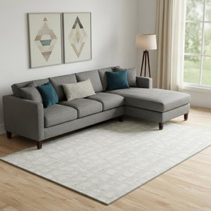 HomeRoots 9' X 12' Cobblestone Washable Area Rug - Ivory & Beige with UV Protection for Family-Friendly Spaces 663364