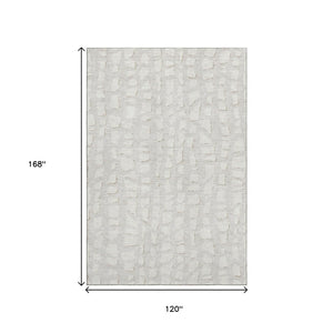 HomeRoots 10' X 14' Ivory & Beige Cobblestone Area Rug - Washable, Stain-Resistant, UV-Protected for Families 663365