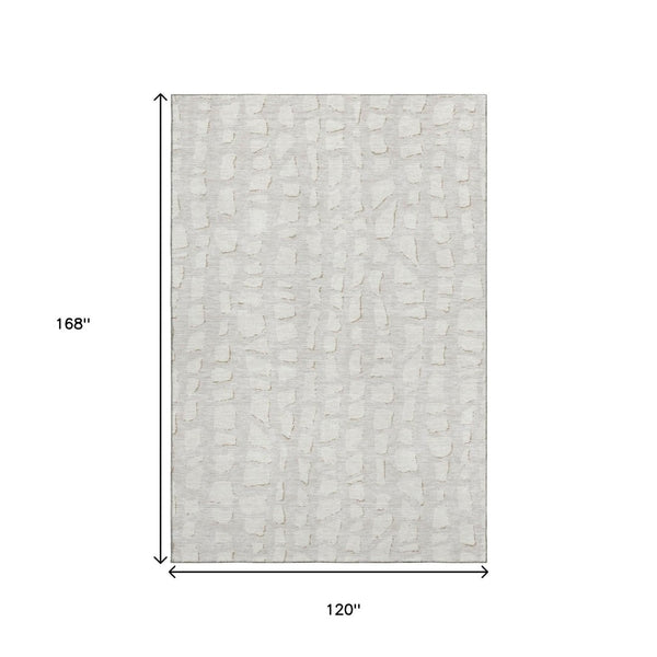 HomeRoots 10' X 14' Ivory & Beige Cobblestone Area Rug - Washable, Stain-Resistant, UV-Protected for Families 663365