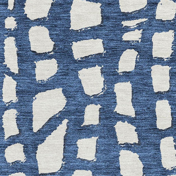 HomeRoots 8' X 10' Navy Blue & Ivory Cobblestone Area Rug - Washable, UV Protected, Kid & Pet Friendly! 663369