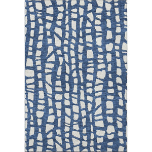 HomeRoots 9' X 12' Navy Blue & Ivory Cobblestone Rug - Washable, UV Protected, Stain Resistant for Busy Homes 663370