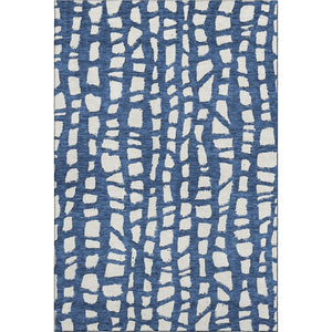 HomeRoots 10' Navy Blue & Ivory Cobblestone Area Rug - Washable, UV Protected, Stain Resistant for Busy Homes 663371