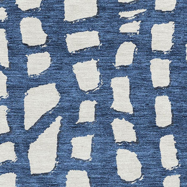HomeRoots 10' Navy Blue & Ivory Cobblestone Area Rug - Washable, UV Protected, Stain Resistant for Busy Homes 663371