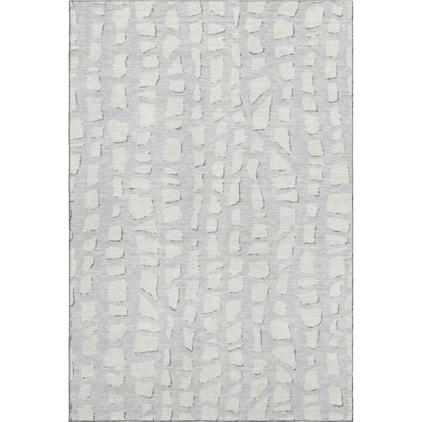 HomeRoots 5' X 8' Stylish Silver & Ivory Cobblestone Washable Area Rug with UV Protection for Modern Homes 663385