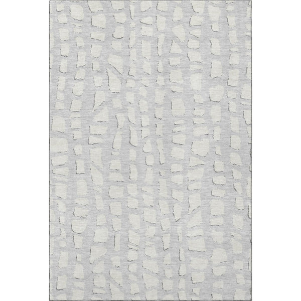 HomeRoots 5' X 8' Stylish Silver & Ivory Cobblestone Washable Area Rug with UV Protection for Modern Homes 663385
