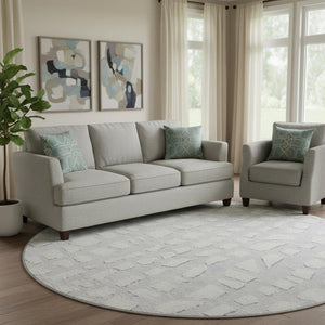 HomeRoots 8' Silver And Ivory Cobblestone Rug – Washable, UV-Protected, Soft, Durable for High-Traffic Areas 663386