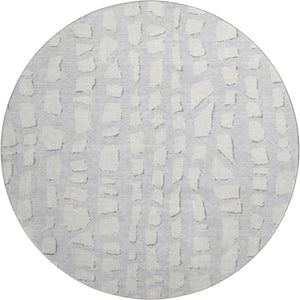HomeRoots 8' Silver And Ivory Cobblestone Rug – Washable, UV-Protected, Soft, Durable for High-Traffic Areas 663386