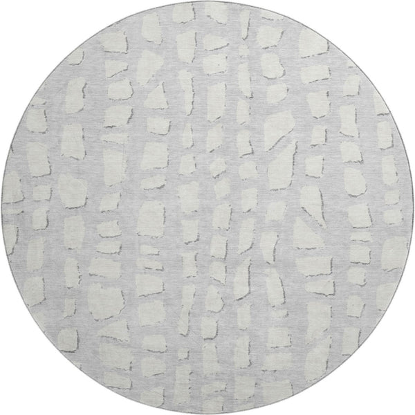 HomeRoots 8' Silver And Ivory Cobblestone Rug – Washable, UV-Protected, Soft, Durable for High-Traffic Areas 663386
