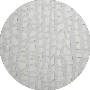 HomeRoots 8' Silver And Ivory Cobblestone Rug – Washable, UV-Protected, Soft, Durable for High-Traffic Areas 663386