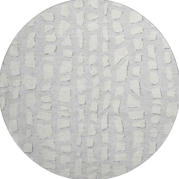 HomeRoots 8' Silver And Ivory Cobblestone Rug – Washable, UV-Protected, Soft, Durable for High-Traffic Areas 663386