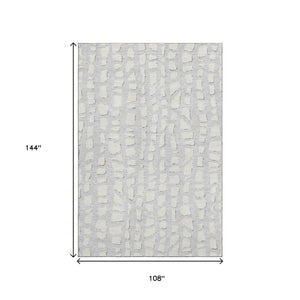 HomeRoots 9' X 12' Silver And Ivory Cobblestone Area Rug – Stylish, Washable, UV-Protected for High-Traffic Spaces 663388