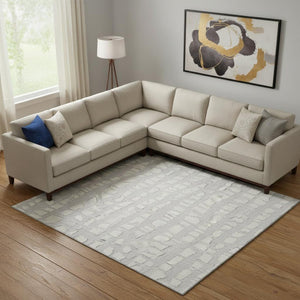 HomeRoots 9' X 12' Silver And Ivory Cobblestone Area Rug – Stylish, Washable, UV-Protected for High-Traffic Spaces 663388