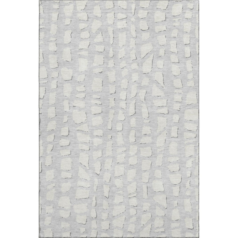 HomeRoots 10' X 14' Silver and Ivory Cobblestone Area Rug – Washable, Stain-Resistant, UV Protected Design 663389