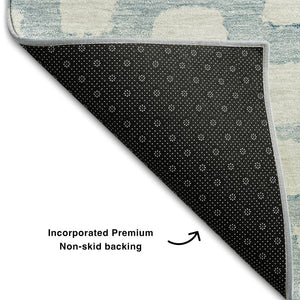 HomeRoots 5' X 8' Sky Blue Cobblestone Washable Area Rug - UV Protected, Stain Resistant & Soft for Homes 663391