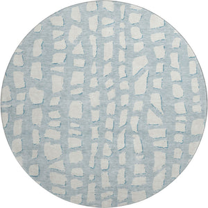 HomeRoots 8' Sky Blue Cobblestone Round Rug - Washable, UV Protected, Perfect for Busy Homes & Patios! 663392