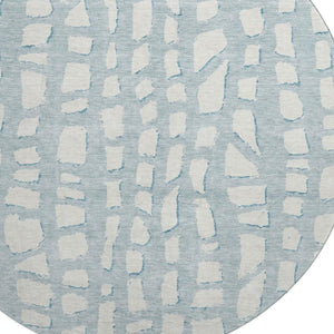 HomeRoots 8' Sky Blue Cobblestone Round Rug - Washable, UV Protected, Perfect for Busy Homes & Patios! 663392